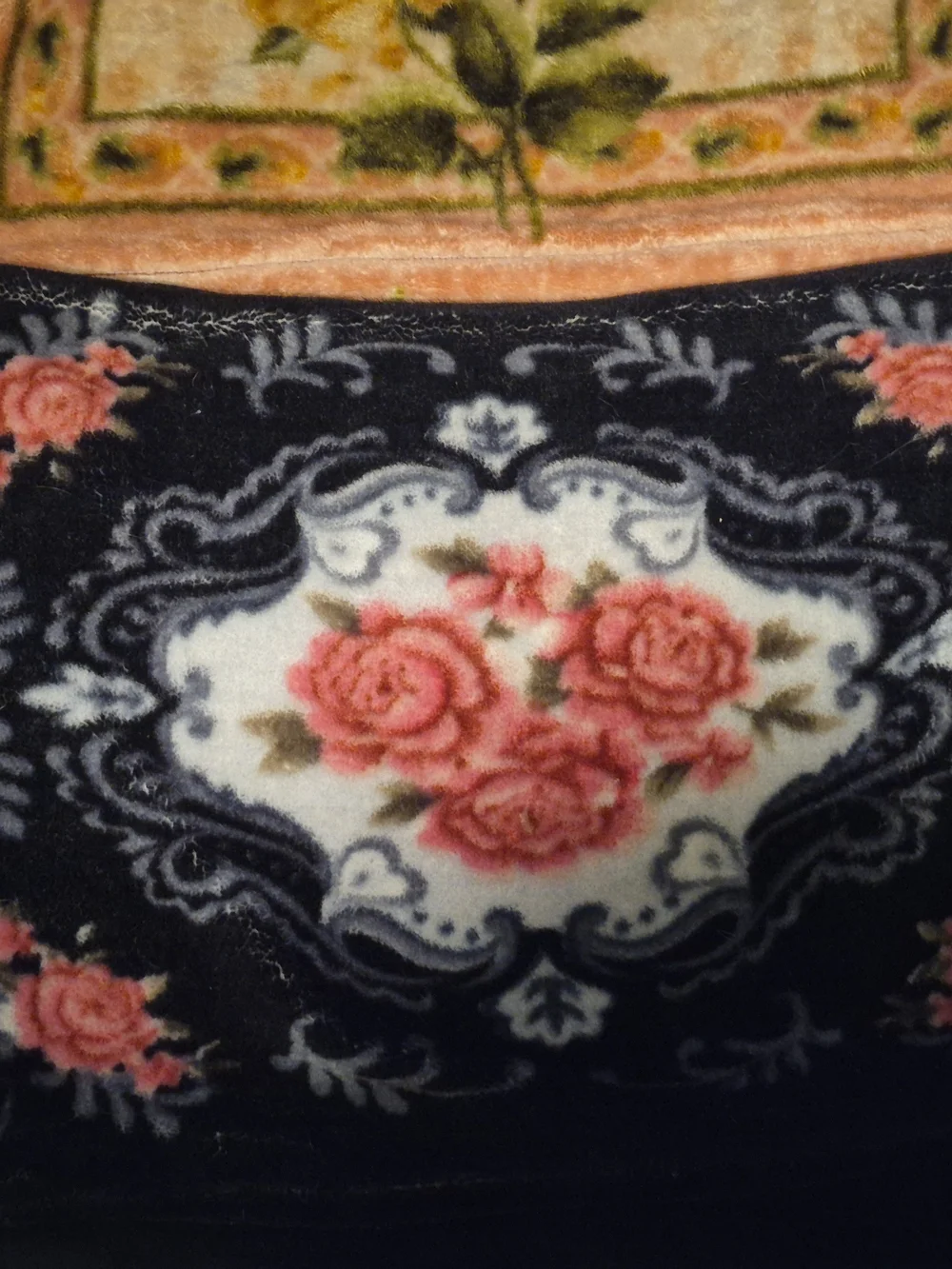 Vintage Velvet Floral Fringed Pillowcases Black Pink Mix Match Pair